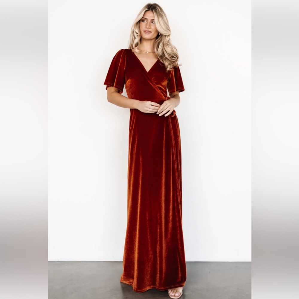 Baltic Born Meghan Velvet Wrap Maxi Dress, Size Medium